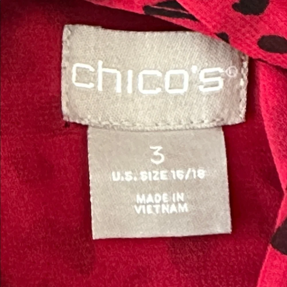Chico’s Red Leopard Tie-Neck Blouse Size 3 (16) XL - Picture 15 of 16